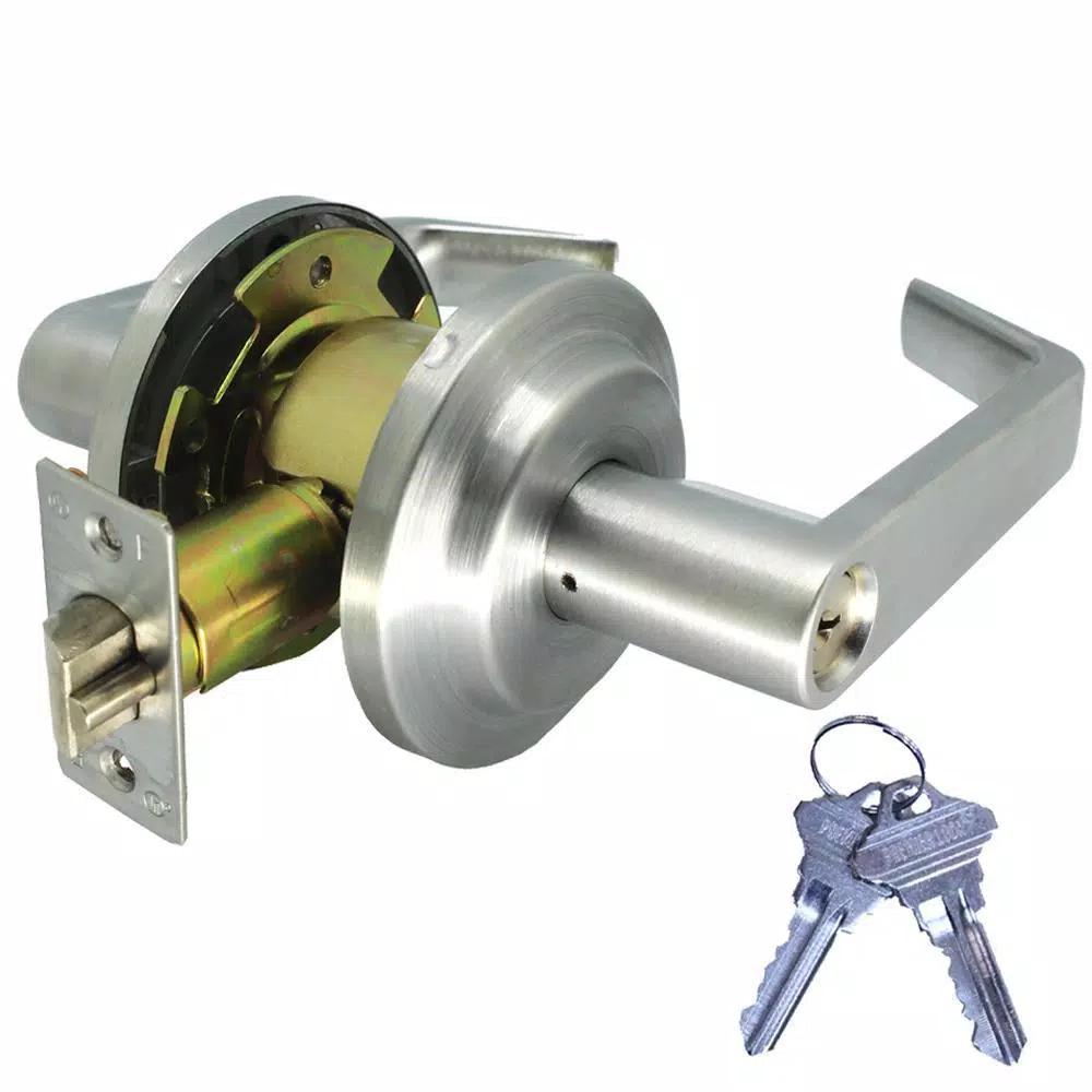 Premier Lock Heavy-Duty Satin Chrome ANSI Grade 2 Entry Door Lever Lock Set, 4-Pack Keyed Alike