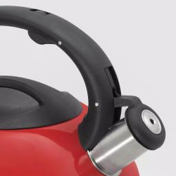ExcelSteel 3 Qt. Red Stainless Steel Whistling Tea Kettle with Stay-Cool Bakelite Handle thumbnail 4