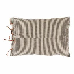3R Studios Black & Beige Striped Cotton Ticking Lumbar Throw Pillow with Leather Trim, 24 x 16 in. thumbnail 6