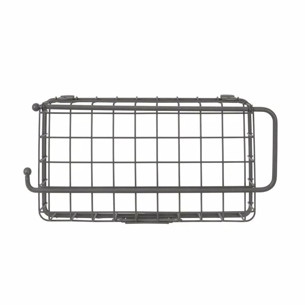 Spectrum Vintage Living Wall Mount Basket with Paper Towel Holder, Industrial Gray Steel