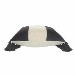 LR Home Trinity Black and Ivory Striped Fringe Throw Pillow, 20 x 20 in. thumbnail 5