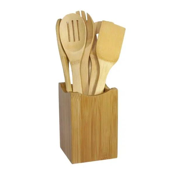 Oceanstar 7-Piece Bamboo Cooking Utensil Set with Holder
