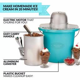Nostalgia 4 Qt. Electric Ice Cream Maker with Easy-Carry Handle, Blue thumbnail 5