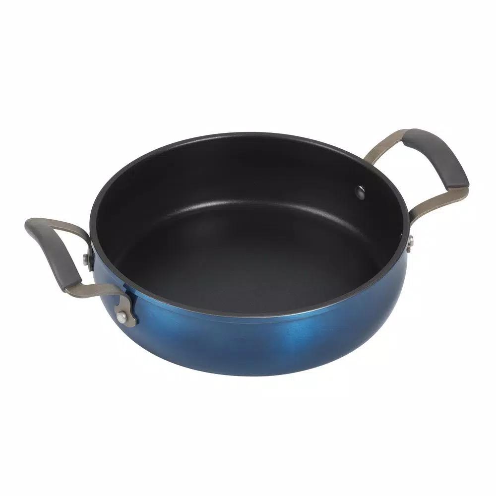 Epicurious 3 Qt. Hard-Anodized Aluminum Nonstick Saute Pan with Glass Lid, Blue