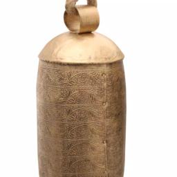 Benzara Gold 3-Piece Metal Animal Harmony Bell Set with Floral Embossed Design and Hanging Rope thumbnail 3