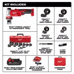 Milwaukee M18 FORCE LOGIC 6 Ton Knockout Tool Kit with M18 FUEL Hammer Drill and Step Bits Set thumbnail 2