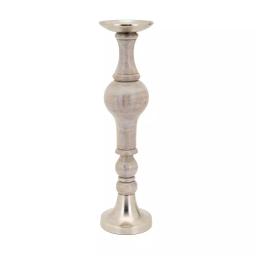 IMAX Trisha Yearwood Nightingale Mango Wood Hurricane Candle Holder Set of 3, Gray thumbnail 5