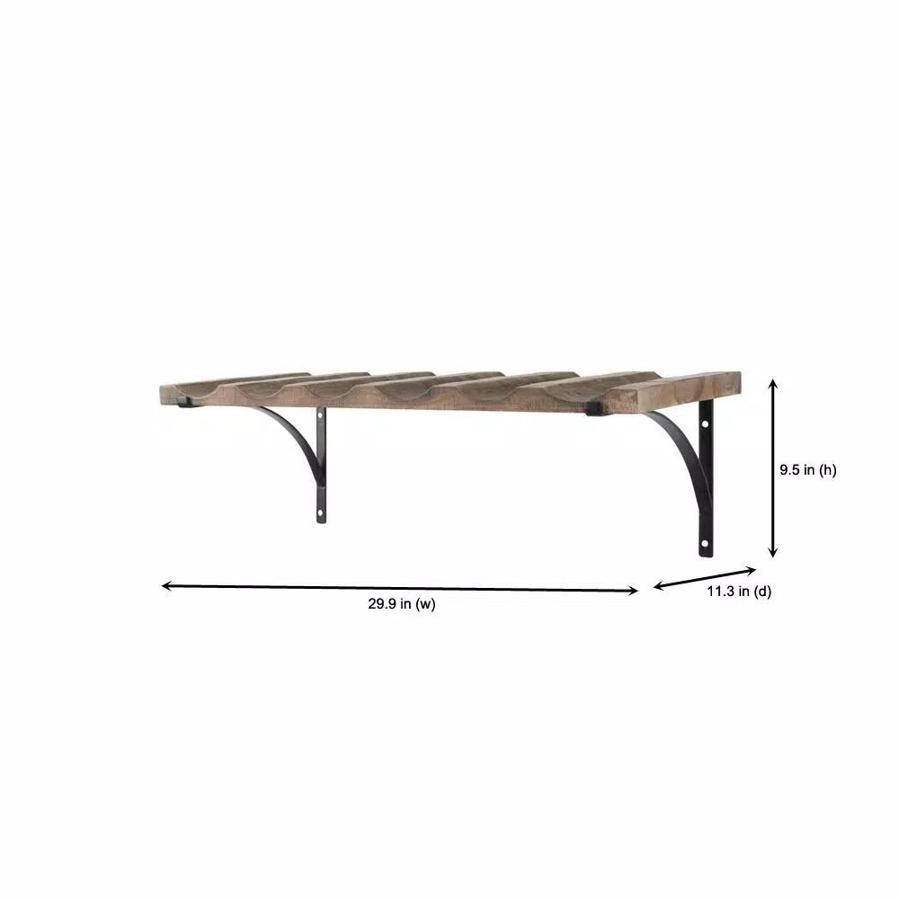 StyleWell 6-Bottle Natural Wood and Metal Wall Mounted Wine Rack