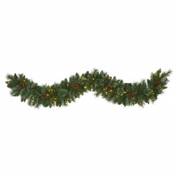 Nearly Natural 6 ft. Pre-lit Mountain Pine Artificial Garland with 35 Warm White LED Lights and Pinecones thumbnail 1