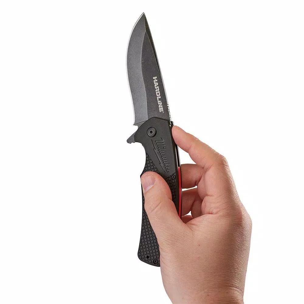 Milwaukee Hardline 3.5 in. D2 Steel Smooth Blade Folding Pocket Knife