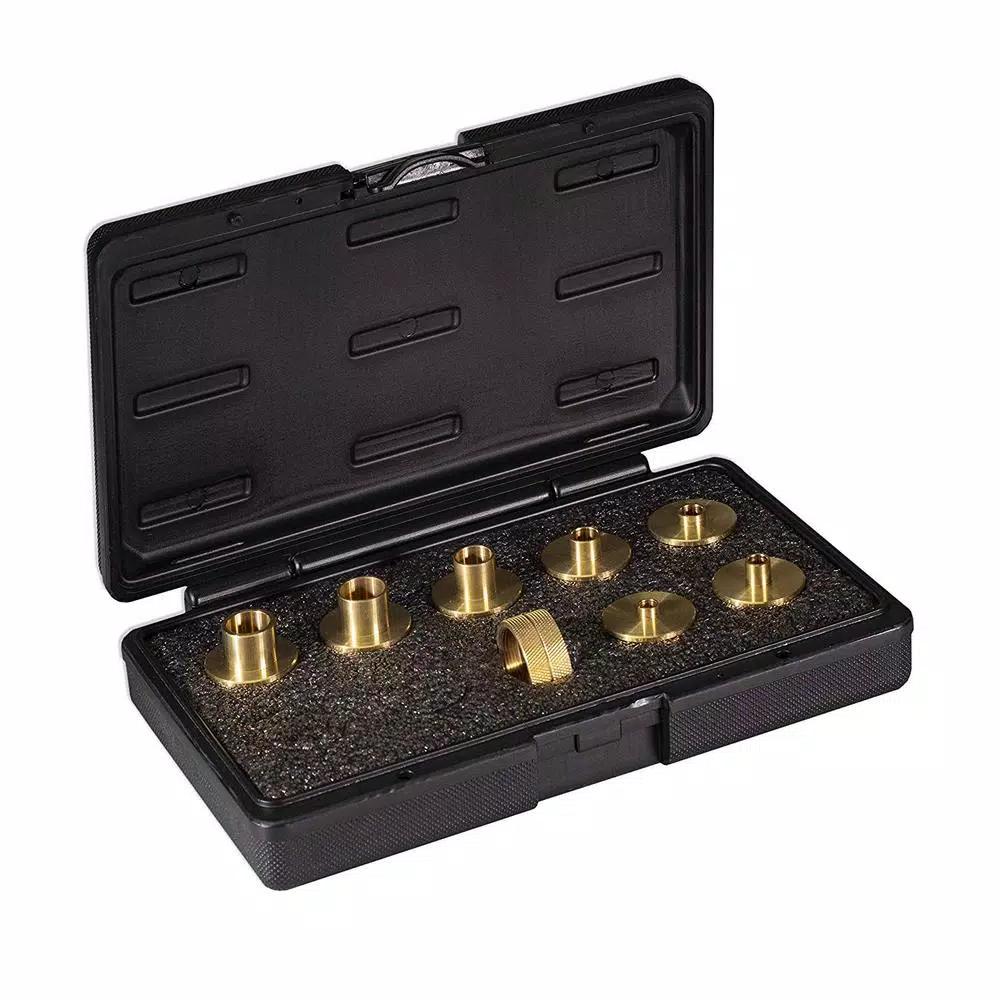 POWERTEC 9-Piece Brass Router Template Guide Bushing Set with Carrying Case