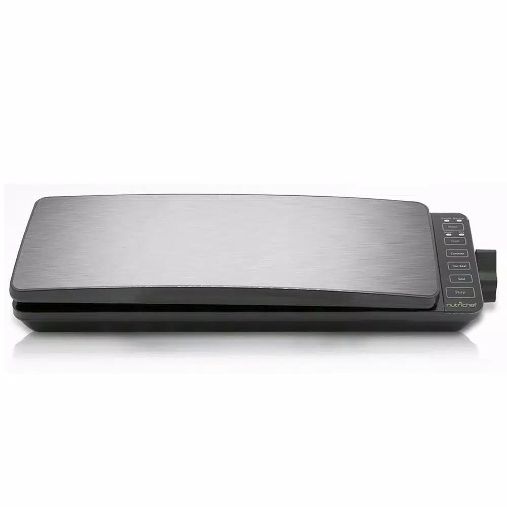 NutriChef Stainless Steel Electric Vacuum Sealer with Reusable Bags and Roll