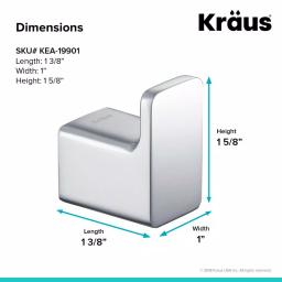 KRAUS Stelios Chrome Bathroom Robe and Towel Hook, Solid Brass thumbnail 3