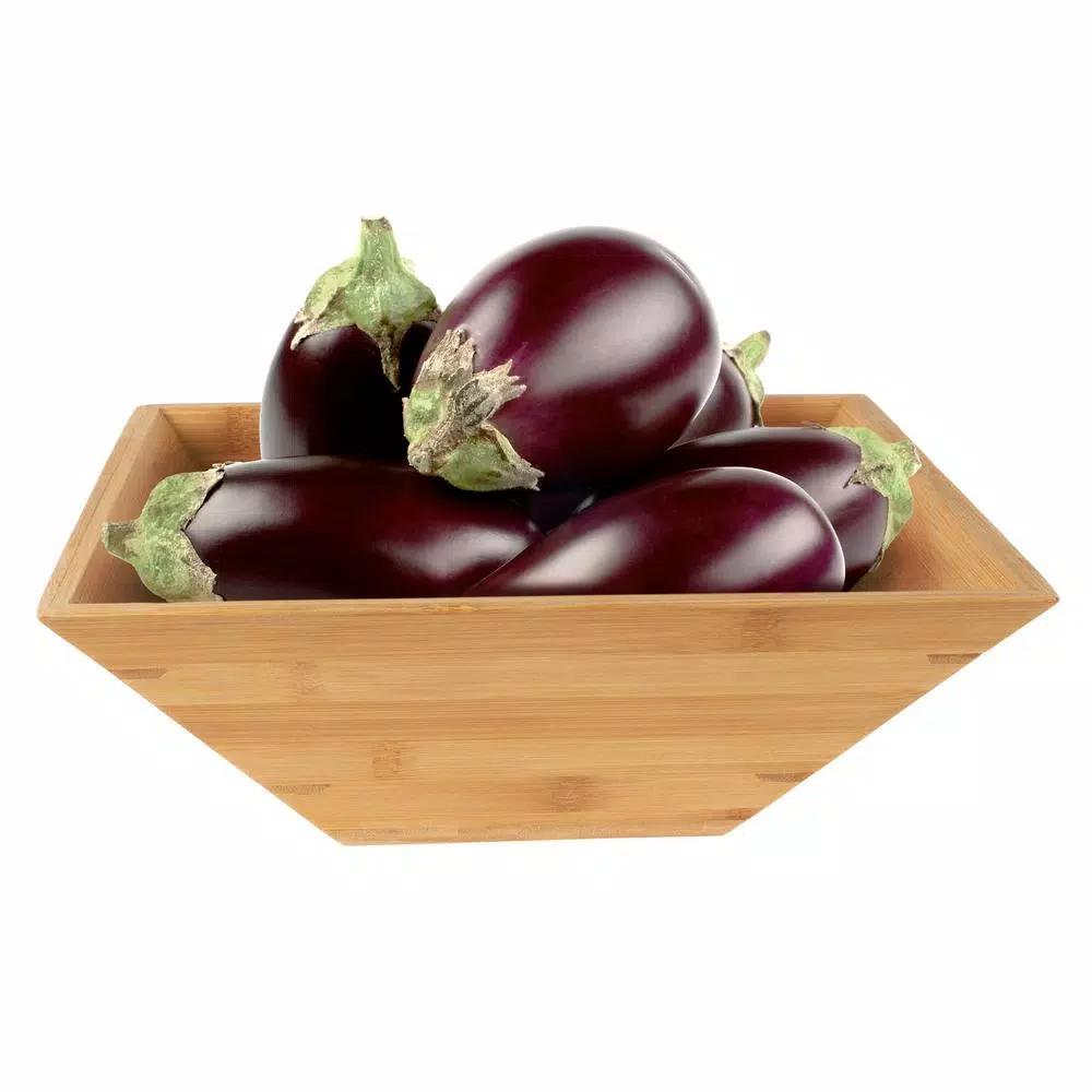 Classic Cuisine 11 in. Square Bamboo Salad Bowl Set with Two Utensils
