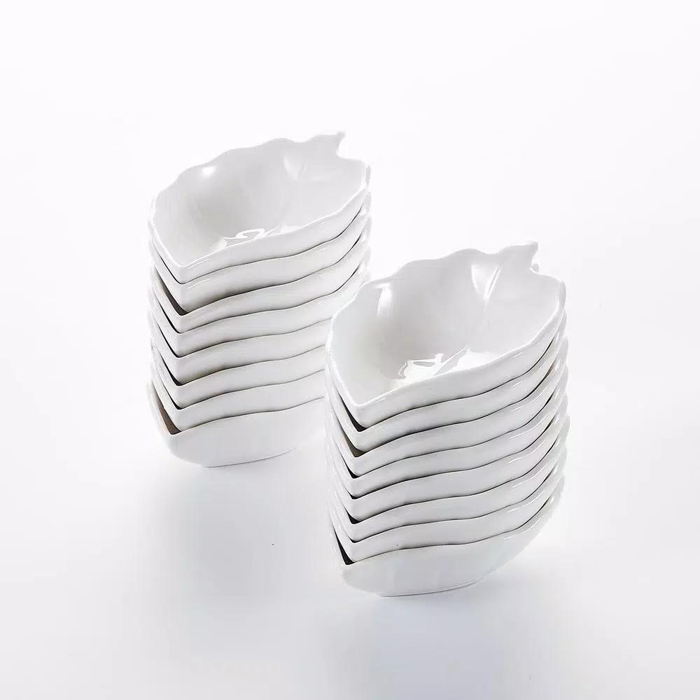 MALACASA 4.5 in. White Porcelain Ramekins Set of 16, Ceramic Souffle Dishes and Serving Bowls