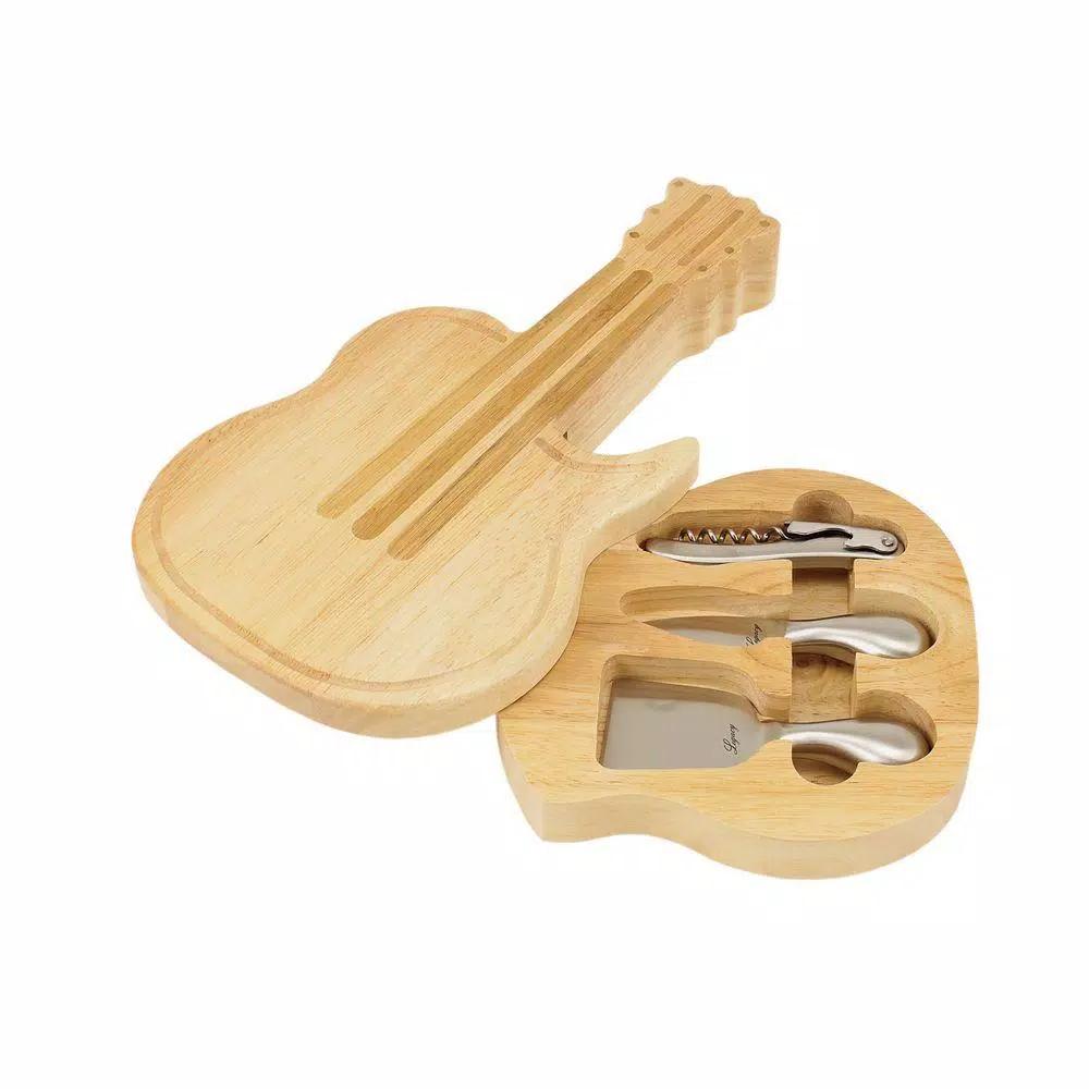 Legacy Picnic Time Guitar Cheese Board and Tool Set with Bamboo Inlays