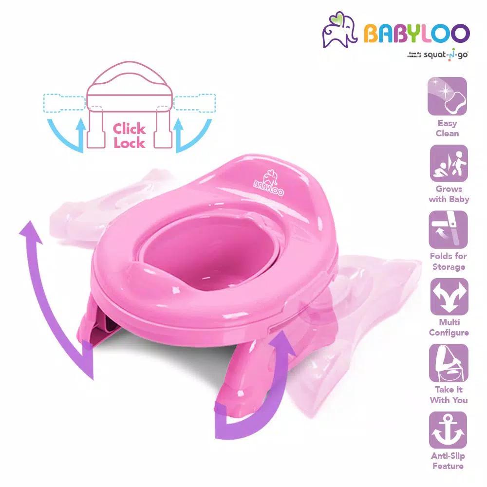 Babyloo 2-in-1 Portable Travel Potty for Toddlers with Collapsible Legs and Travel Bag - Pink