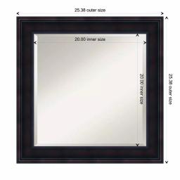 Amanti Art 25 in. Square Beveled Edge Wood Framed Bathroom Vanity Mirror, Dark Brown Mahogany thumbnail 5