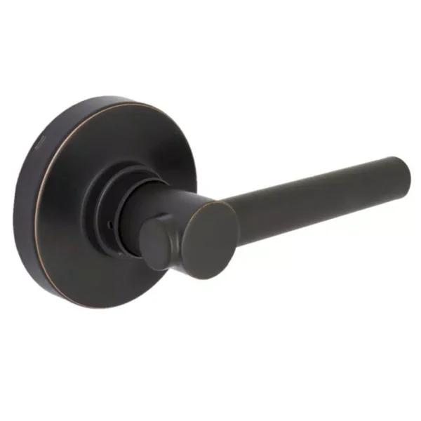 Defiant Highland Aged Bronze Passage Door Lever with Round Rose