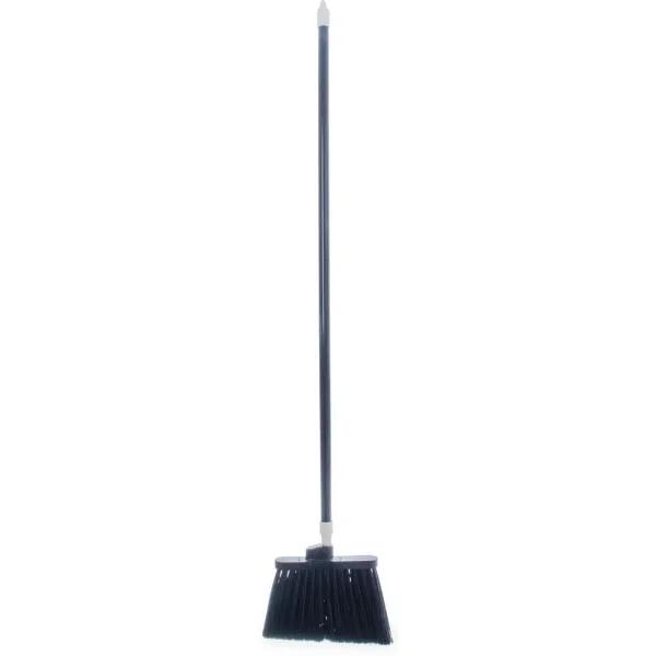 Carlisle Duo-Sweep 12 in. Angle Broom with 48 in. Fiberglass Handle, Black