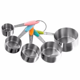 Classic Cuisine 5-Piece Stainless Steel Measuring Cup Set with Silicone Handles thumbnail 1