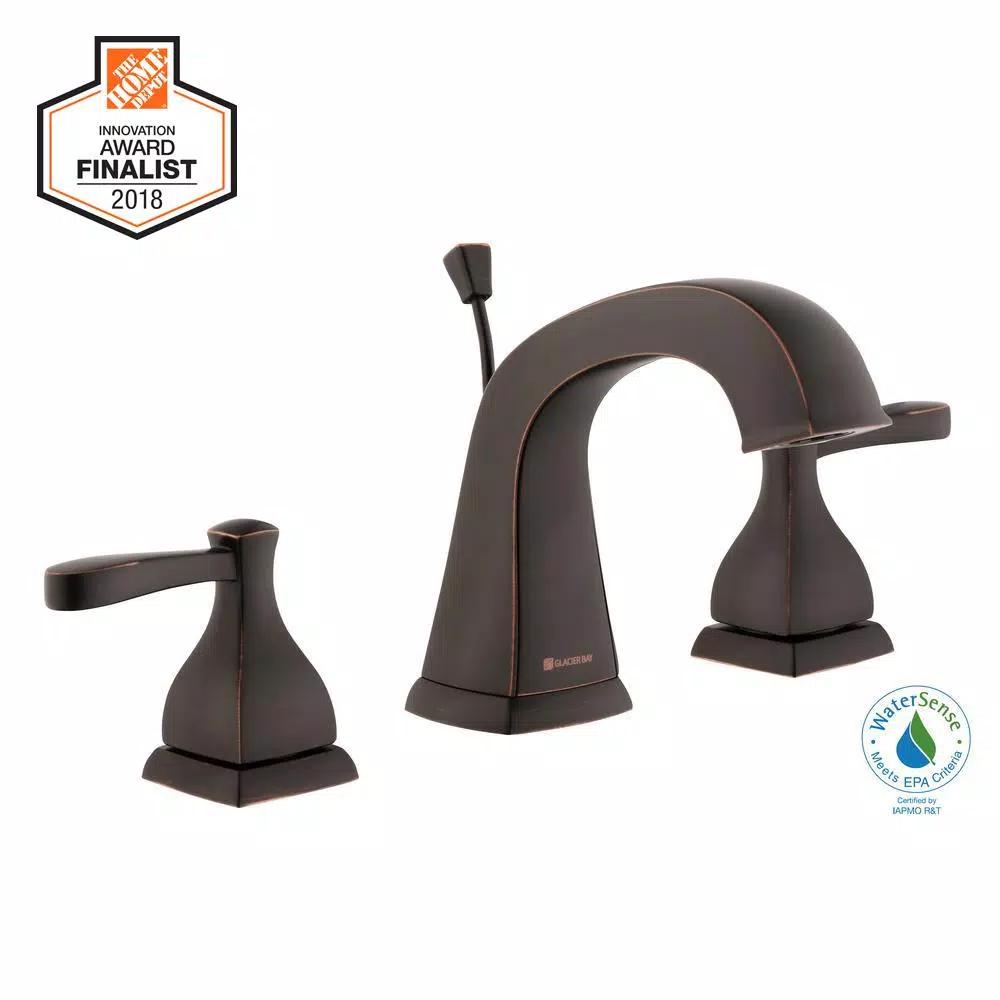 Glacier Bay Milner 8 in. Widespread 2-Handle High-Arc Bathroom Faucet, Bronze