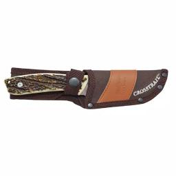 WESTERN Crosstail 4 in. Titanium Bonded Gut Hook Fixed Blade Knife with Stag Delrin Handle thumbnail 1