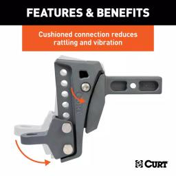 CURT Rebellion XD Adjustable Cushion Hitch Ball Mount with ShockDrop Technology thumbnail 3