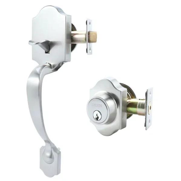 Toledo Fine Locks Cordoba Double Cylinder Satin Nickel Entry Handleset