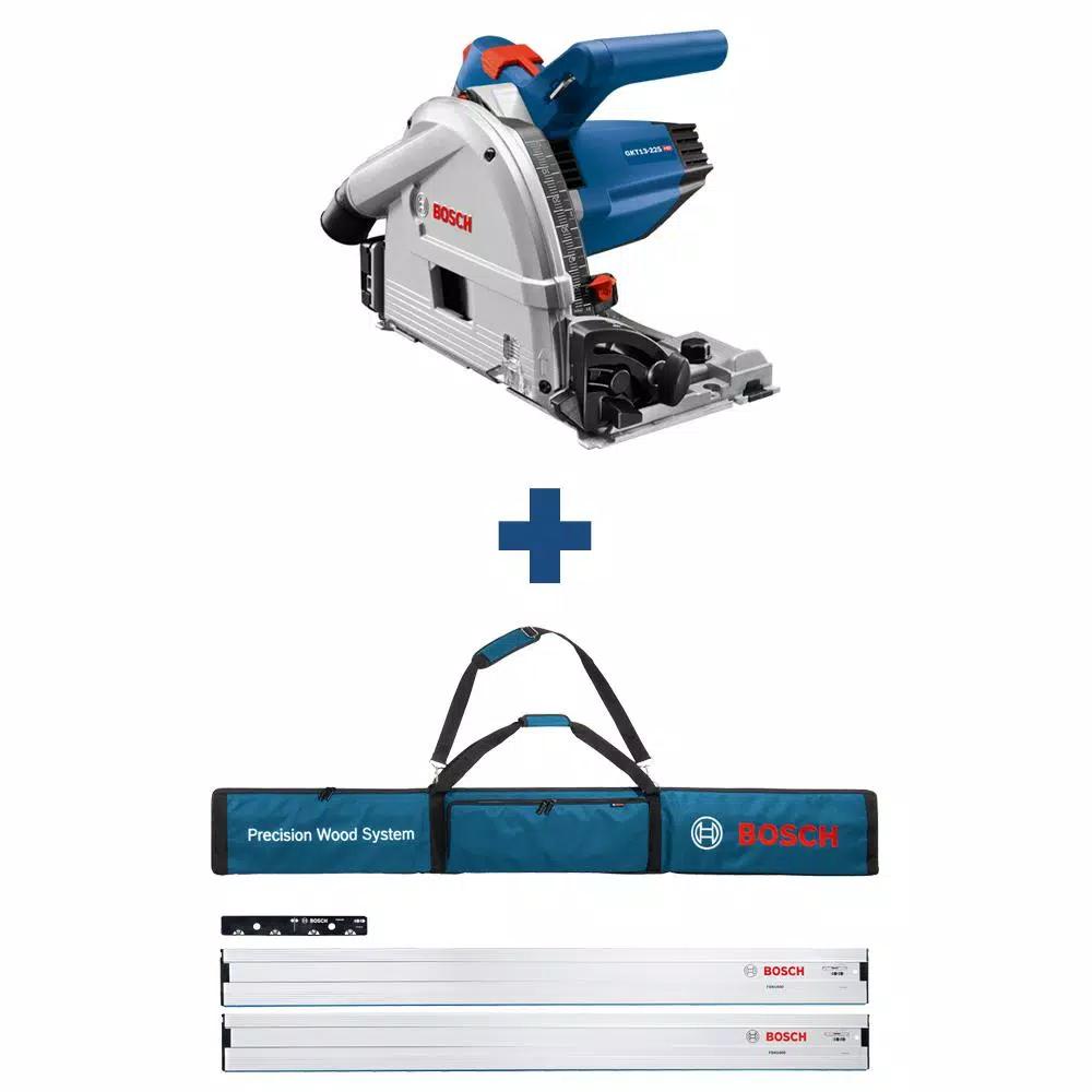 Bosch GKT13-225 6-1/2 in. 13 Amp Corded Track Saw Kit with 63 in. Aluminum Tracks and Carrying Bag