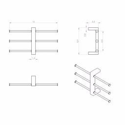 Nameeks Gedy Bridge Wall Mounted Polished Chrome Towel Rack with 3 Adjustable Sliding Bars thumbnail 7