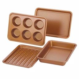 Ayesha Curry 4-Piece Toaster Oven Bakeware Set, Copper Nonstick Steel thumbnail 1