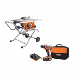 RIDGID 10 in. Pro Jobsite Table Saw with Stand & 18V Cordless Drill/Driver Kit thumbnail 1