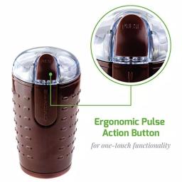 Ovente 2.5 oz. Electric Coffee Grinder with Stainless Steel Blades and Transparent Lid, Brown thumbnail 6