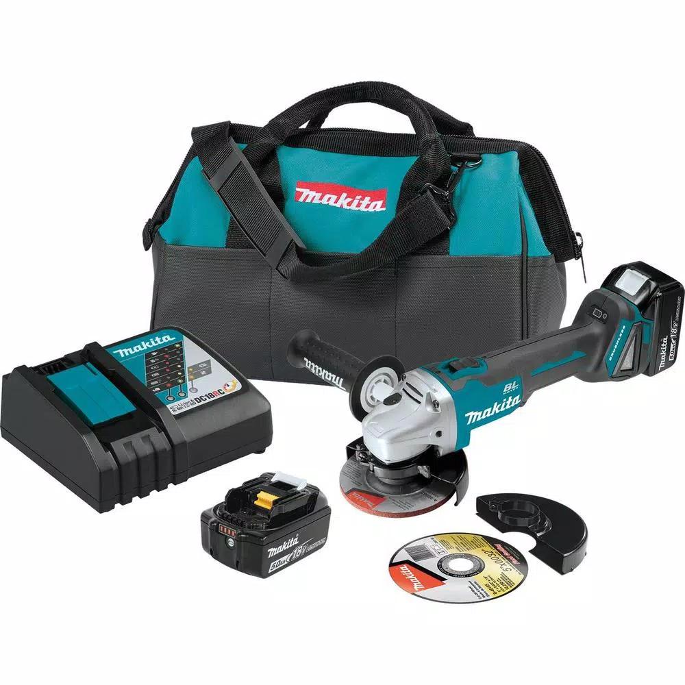 Makita 18V LXT Brushless 4-1/2"/5" Angle Grinder Kit with 5.0Ah Battery Bonus