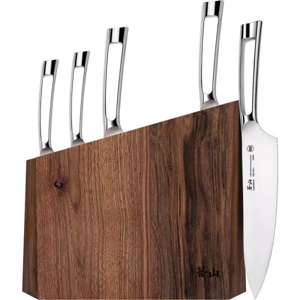 Cangshan N1 Series 6-Piece German Steel Forged Knife Block Set with Acacia Wood Block