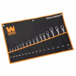 WEN 16-Piece Metric Ratcheting Combination Wrench Set with Storage Pouch thumbnail 2