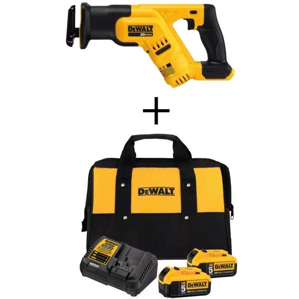 DEWALT 20V MAX Cordless Compact Reciprocating Saw Kit with (2) 5.0 Ah Batteries and Charger
