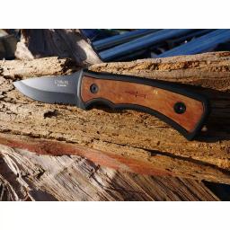 Camillus Mountaineer 4 in. Carbonitride Titanium Drop Point Fixed Blade Knife with Burlwood Accent Handle thumbnail 4