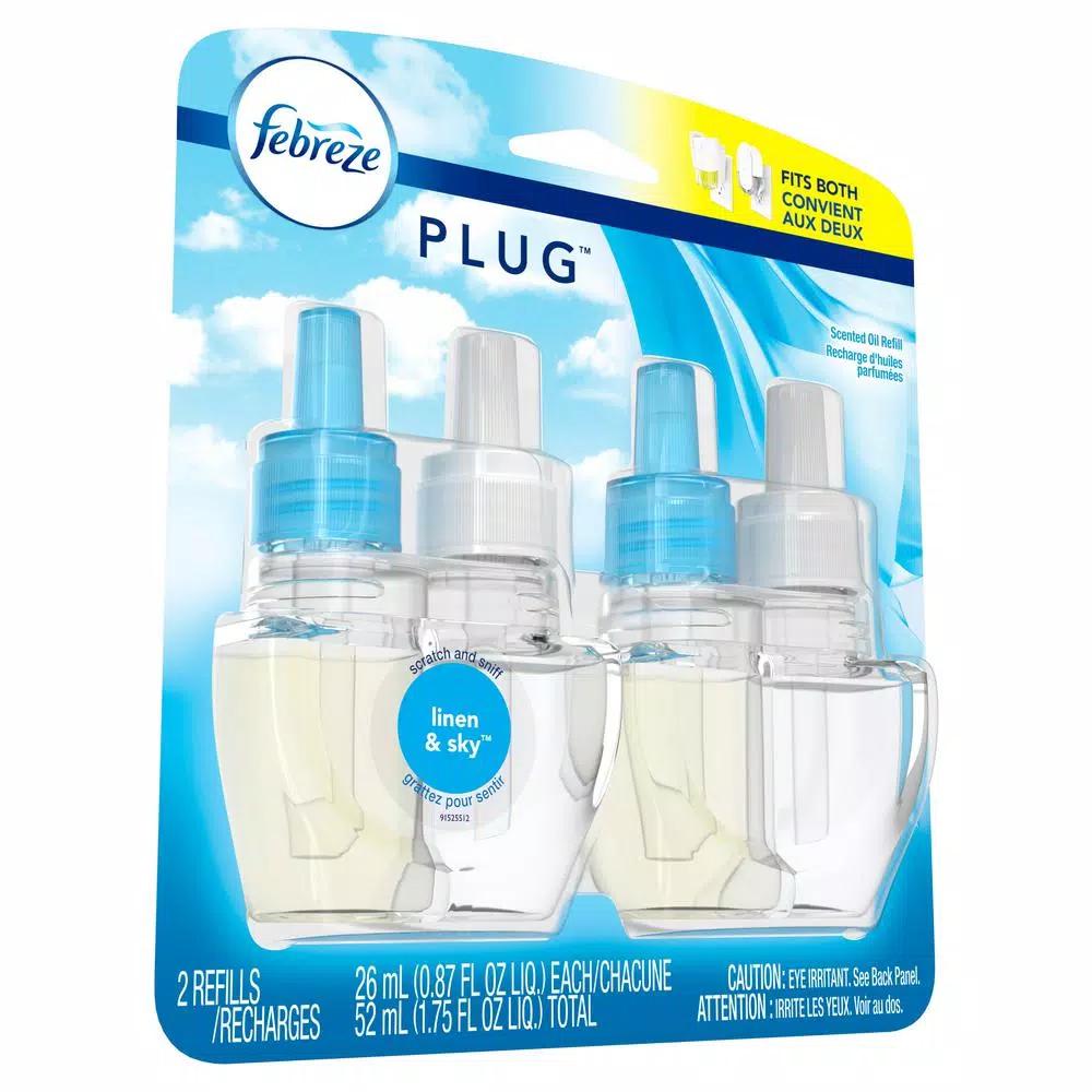 Febreze Plug-In Air Freshener Refill, Linen and Sky Dual Scented Oil, 2-Pack