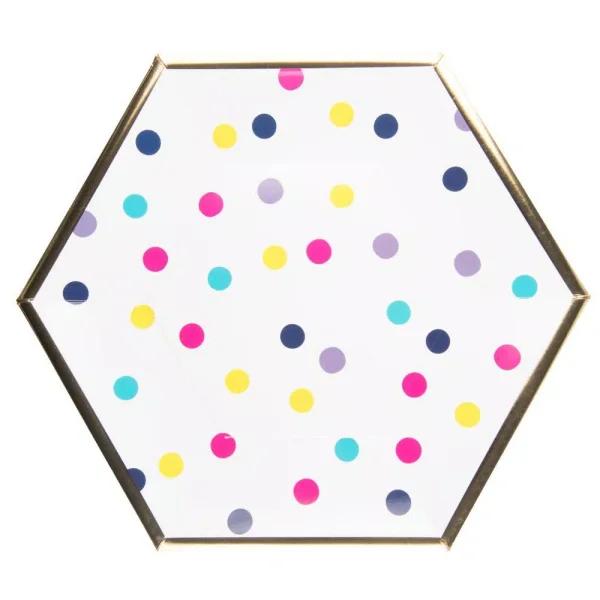 Sugar Plum Party SugarPlum Collection Confetti Hexagon Paper Dinner Plates, 16-Piece Set
