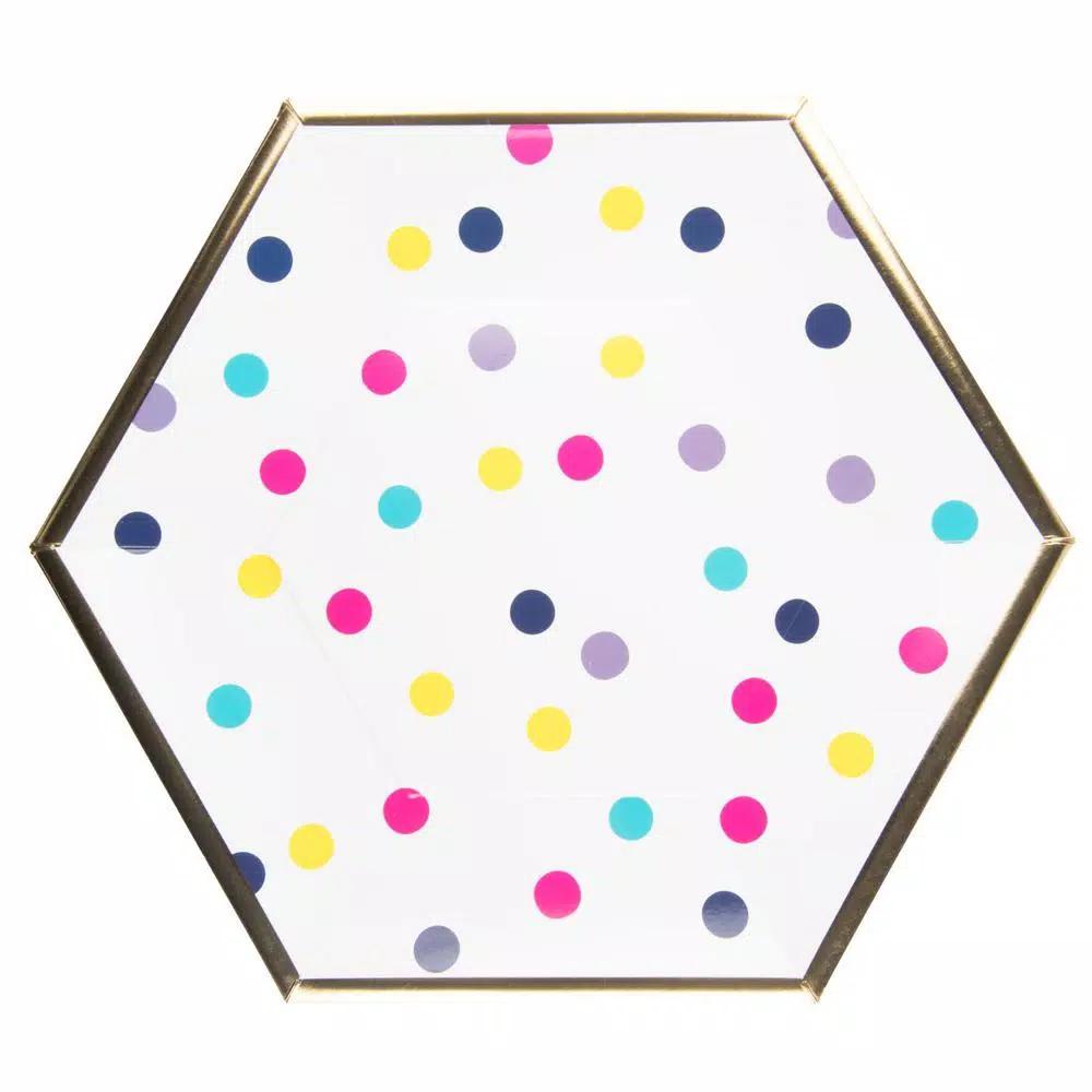 Sugar Plum Party SugarPlum Collection Confetti Hexagon Paper Dinner Plates, 16-Piece Set