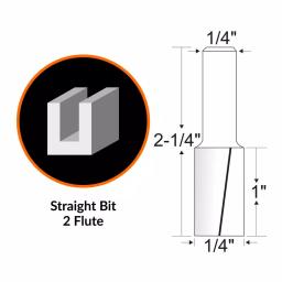 WEN 1/4 in. Straight 2-Flute Carbide Tipped Router Bit, 1/4 in. Shank thumbnail 2