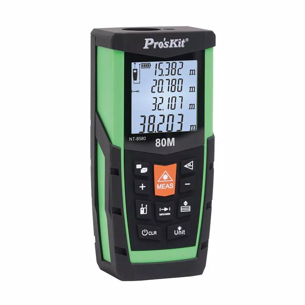 Pro'sKit 80m Laser Distance Measurer - Digital Range Meter with IP54 Dust & Spray Protection