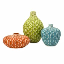 Benjara Agatha Colorful Ceramic Decorative Vases, Set of 3, Modern Table Vases thumbnail 1