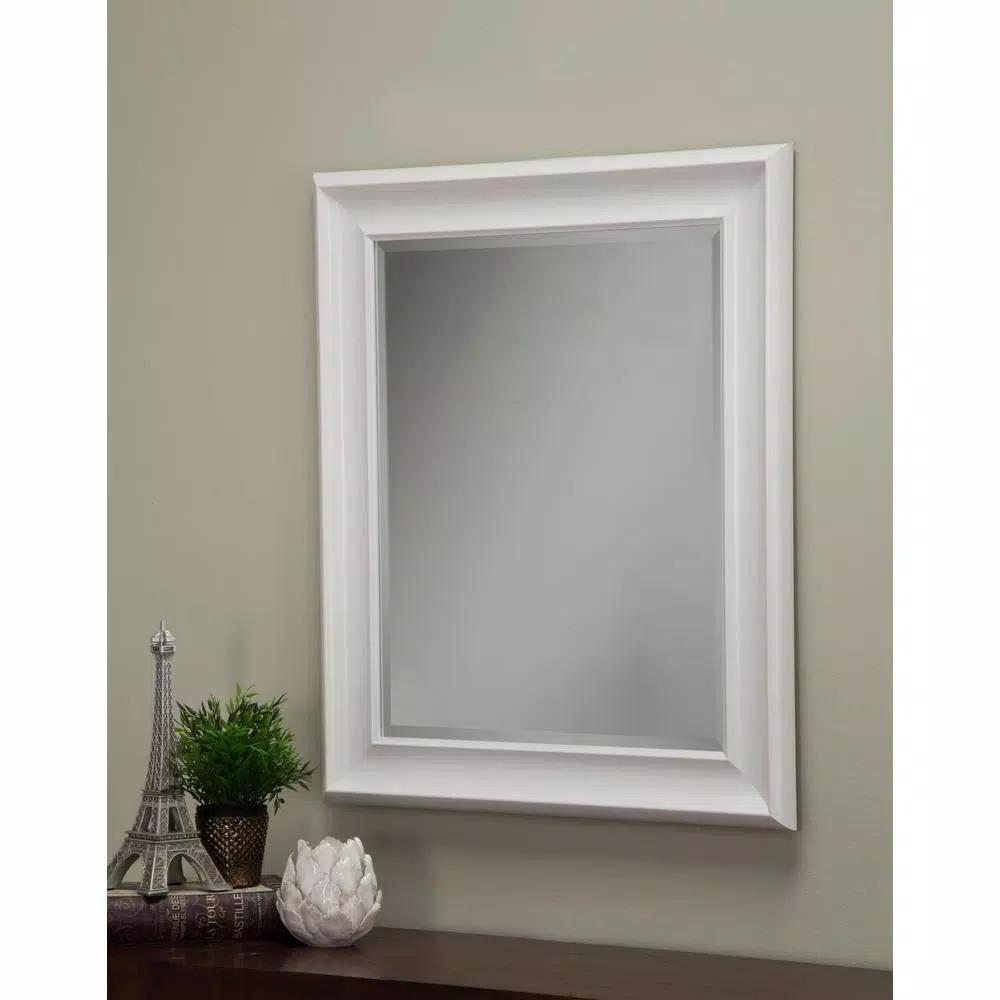 Martin Svensson Home White Beveled Glass Accent Mirror, 30 in. H x 36 in. W Rectangle Framed Wall Mirror