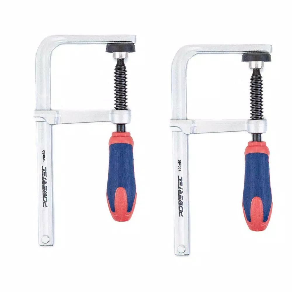 POWERTEC 2-Pack Quick Screw Down Guide Rail Clamps, 5-3/8 in. Opening, 2-3/8 in. Throat Depth