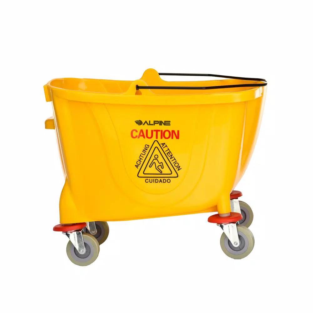 Alpine Industries 36 Qt. Yellow PVC Mop Bucket with Side Wringer
