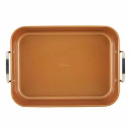 Ayesha Curry Ayesha Bakeware Nonstick Roasting Pan with Convertible Rack, 11 x 15-Inch, Copper thumbnail 2