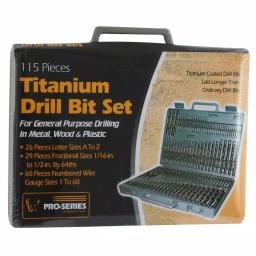 PRO-SERIES 115-Piece Titanium Coated Twist Drill Bit Set with Hex Shank and Storage Case thumbnail 5